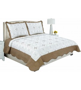 Quilt 3 Piece Bedding Bed Set / Bedspread / Embroidered with 2 Pillow sham Quilt 3 Piece Bedding Bed Set / Bedspread / Embroidered with 2 Pillow sham