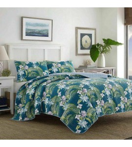 King Quilt Set Bedding Tropical Blue Exotic Floral Palm Leaf Coastal Lightweight King Quilt Set Bedding Tropical Blue Exotic Floral Palm Leaf Coastal Lightweight