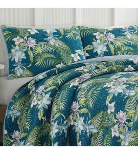 King Quilt Set Bedding Tropical Blue Exotic Floral Palm Leaf Coastal Lightweight King Quilt Set Bedding Tropical Blue Exotic Floral Palm Leaf Coastal Lightweight