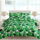Tropical Green Palm Leaves Quilt Set Coverlet King Beach Themed Bedspread 3pcs
