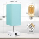 Touch Bedside Lamp with USB Ports, Modern Teal Aqua Table Lamp