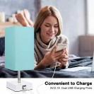 Touch Bedside Lamp with USB Ports, Modern Teal Aqua Table Lamp