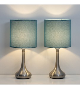 Set of 2 Bedside Table Lamps Modern Design Line Fabric Lampshade Metal Lamp Base Set of 2 Bedside Table Lamps Modern Design Line Fabric Lampshade Metal Lamp Base