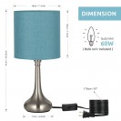 Set of 2 Bedside Table Lamps Modern Design Line Fabric Lampshade Metal Lamp Base