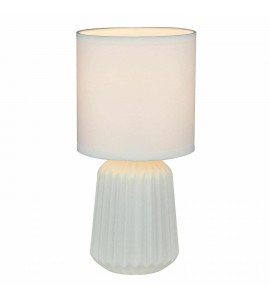 Modern White Ceramic 27cm Table Lamp Bedside Light with White Shade Modern White Ceramic 27cm Table Lamp Bedside Light with White Shade