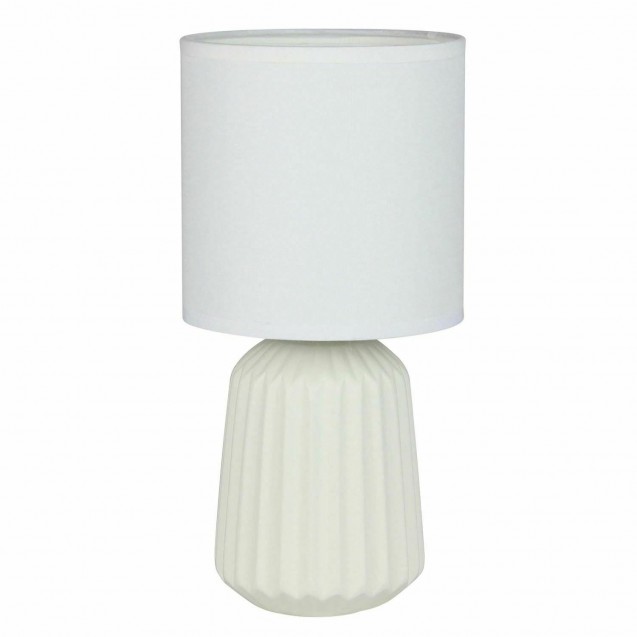 Modern White Ceramic 27cm Table Lamp Bedside Light with White Shade