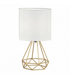 Modern 32cm Table Lamp Bedside Light Gold Geometric Design with White Shade Modern 32cm Table Lamp Bedside Light Gold Geometric Design with White Shade