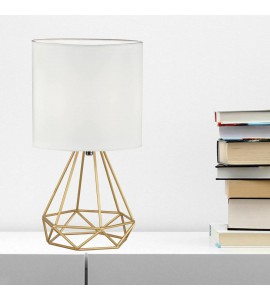 Modern 32cm Table Lamp Bedside Light Gold Geometric Design with White Shade Modern 32cm Table Lamp Bedside Light Gold Geometric Design with White Shade