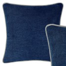 Large Navy Blue Cushion Piping Ochre Pillow Case Sofa Cover 55cm 22"