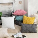 Set of 2 Bedding Cotton Linen Throw Pillow Covers for Couch Sofa Bed with Tassel