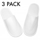 Disposable Slippers Closed Toe Spa Slippers White Non-Slip Hotel Travel Guest (3PCS PACK)