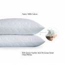 2 Pack Quilted Bed Pillows White Goose Down Feather Standard
