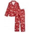 Men and Women's Flannel Pajama Two Piece Set PJ Sleepwear with Button Front (Red)
