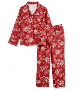 Men and Women's Flannel Pajama Two Piece Set PJ Sleepwear with Button Front (Red) Men and Women's Flannel Pajama Two Piece Set PJ Sleepwear with Button Front (Red)