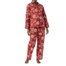 Men and Women's Flannel Pajama Two Piece Set PJ Sleepwear with Button Front (Red)