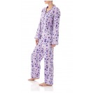 Men and Women's Flannel Pajama Two Piece Set PJ Sleepwear with Button Front (Purple)