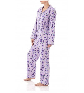 Men and Women's Flannel Pajama Two Piece Set PJ Sleepwear with Button Front (Purple) Men and Women's Flannel Pajama Two Piece Set PJ Sleepwear with Button Front (Purple)