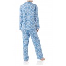 Men and Women's Flannel Pajama Two Piece Set PJ Sleepwear with Button Front (Blue)