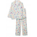 Men and Women's Flannel Pajama Two Piece Set PJ Sleepwear with Button Front (White)