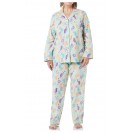 Men and Women's Flannel Pajama Two Piece Set PJ Sleepwear with Button Front (White)